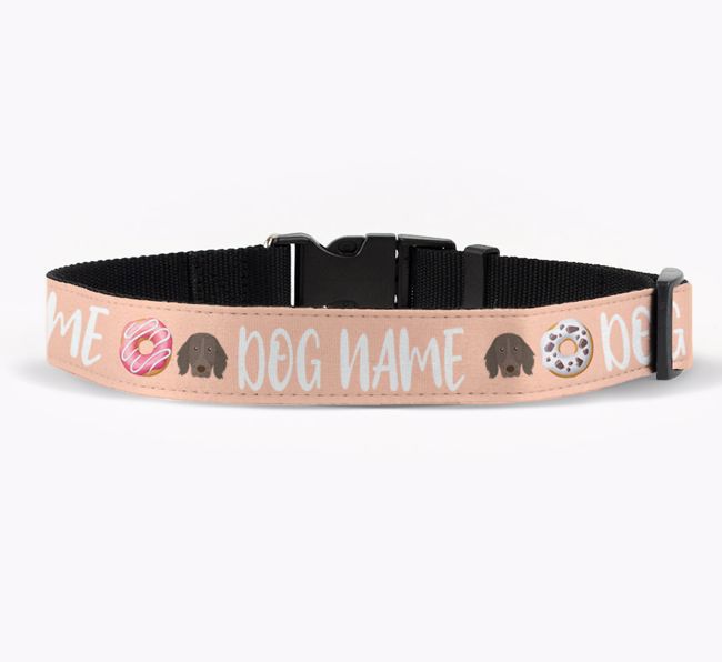 Personalised Fabric Collar with Doughnuts and {breedFullName} Icon for {dogsName}